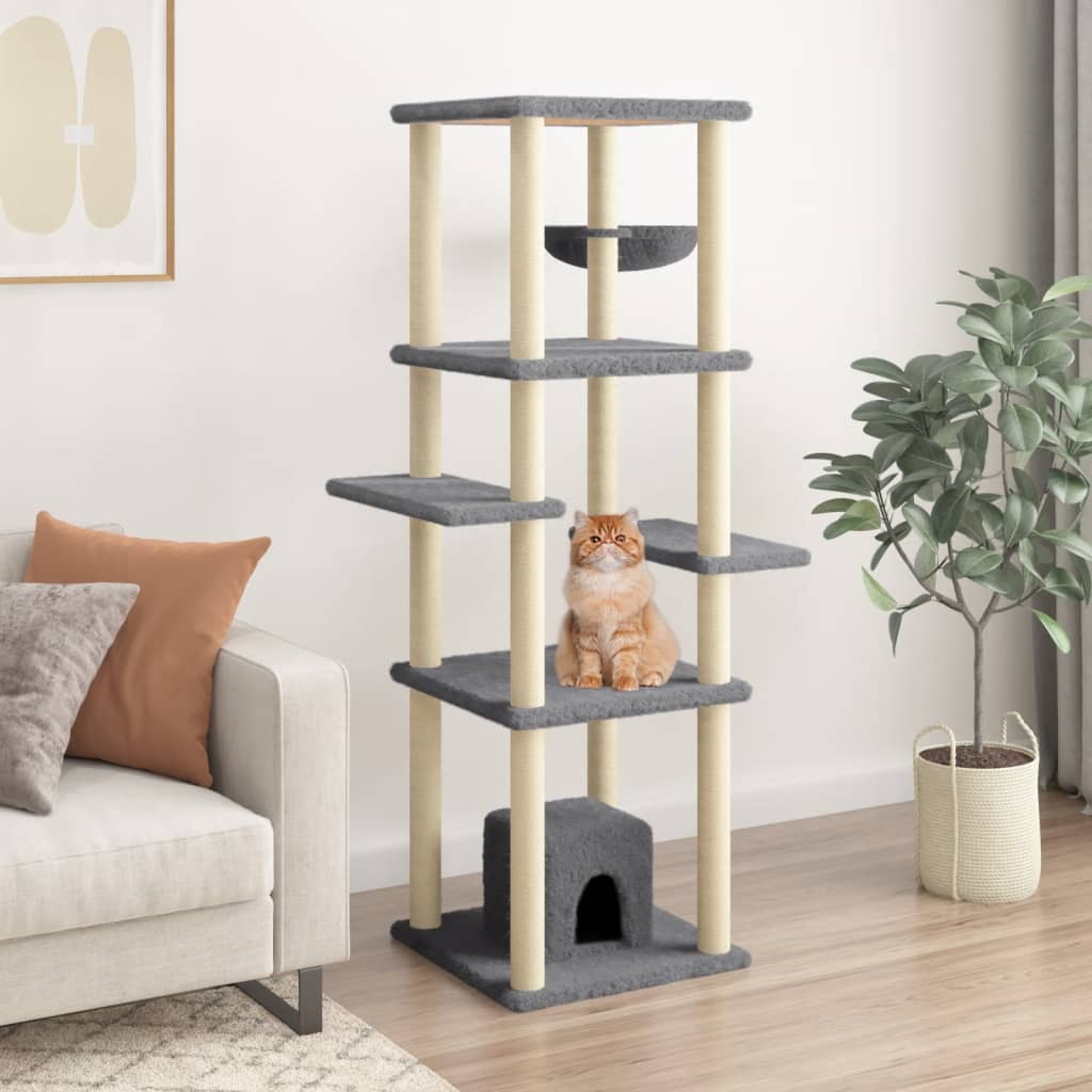 Kattmöbel Klösträd med sisalpelare mörkgrå 154 cm