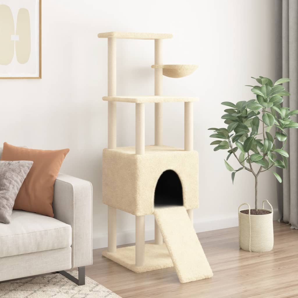 Kattmöbel Klösträd med sisalpelare gräddvit 153 cm