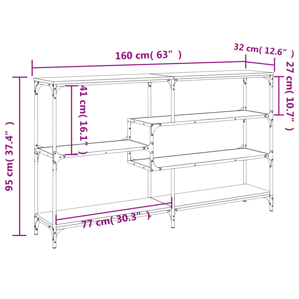 Avlastningsbord Konsollbord Brun Ek 160x32x95 cm