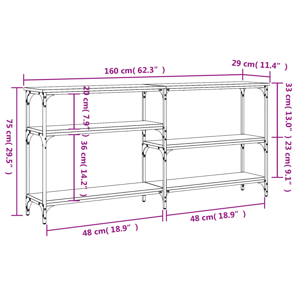 Avlastningsbord Konsollbord Brun Ek 160x29x75 cm