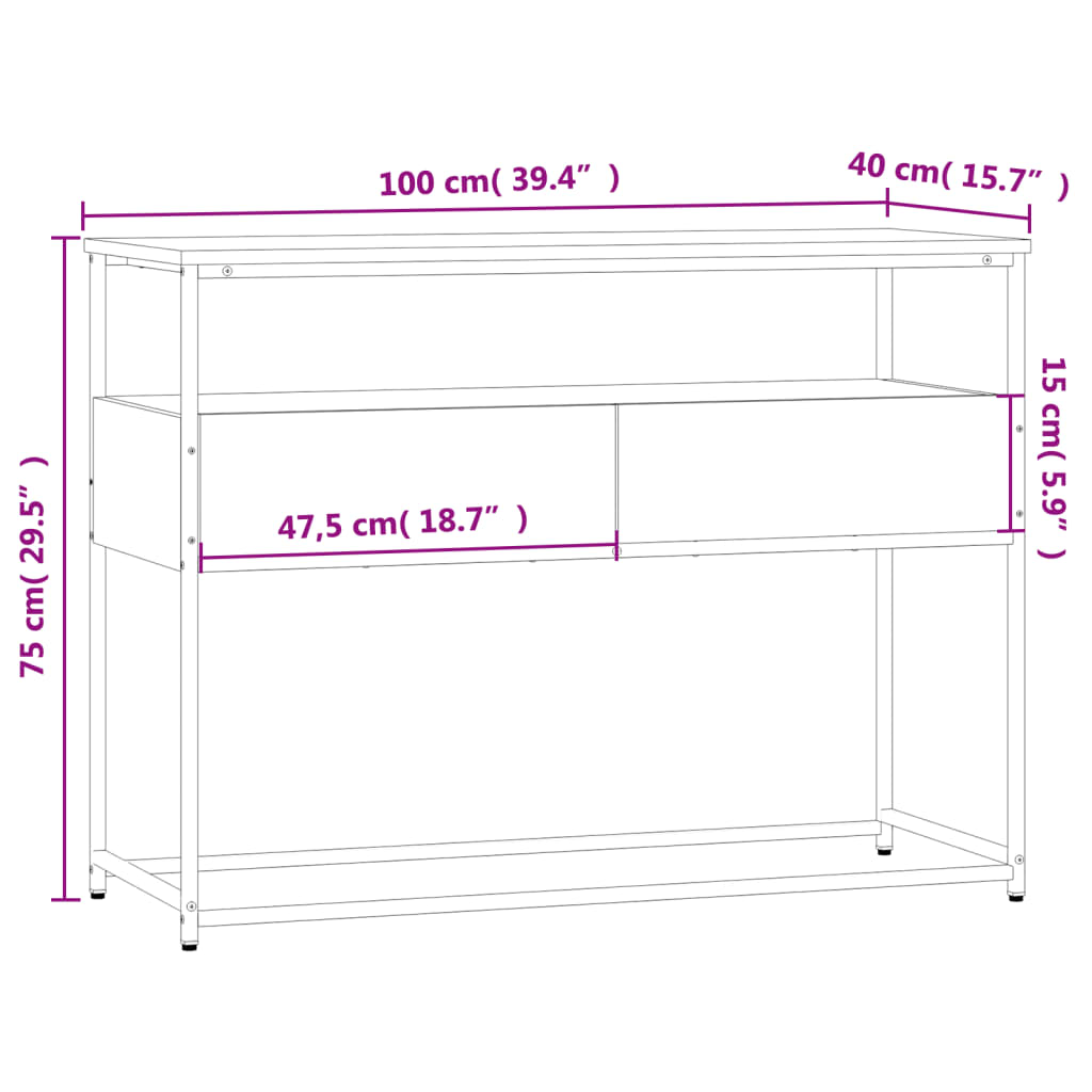 Avlastningsbord Konsollbord Brun Ek 100x40x75 cm