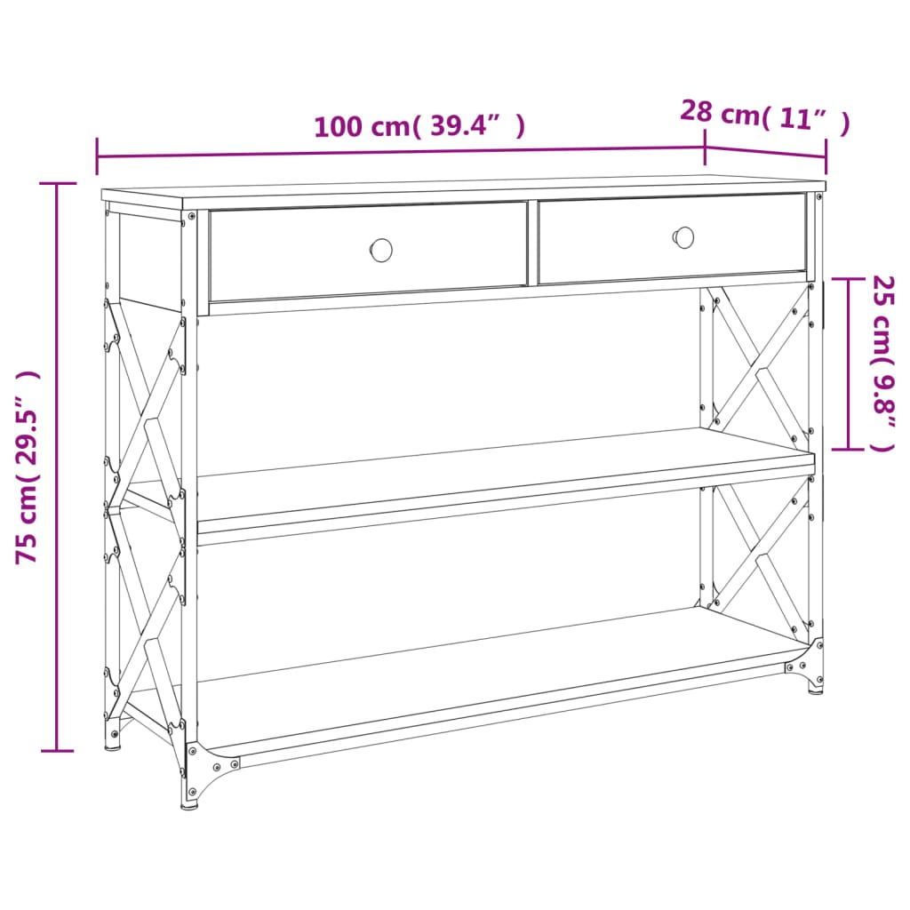 Avlastningsbord Konsollbord Sonoma Ek 100x28x75 cm