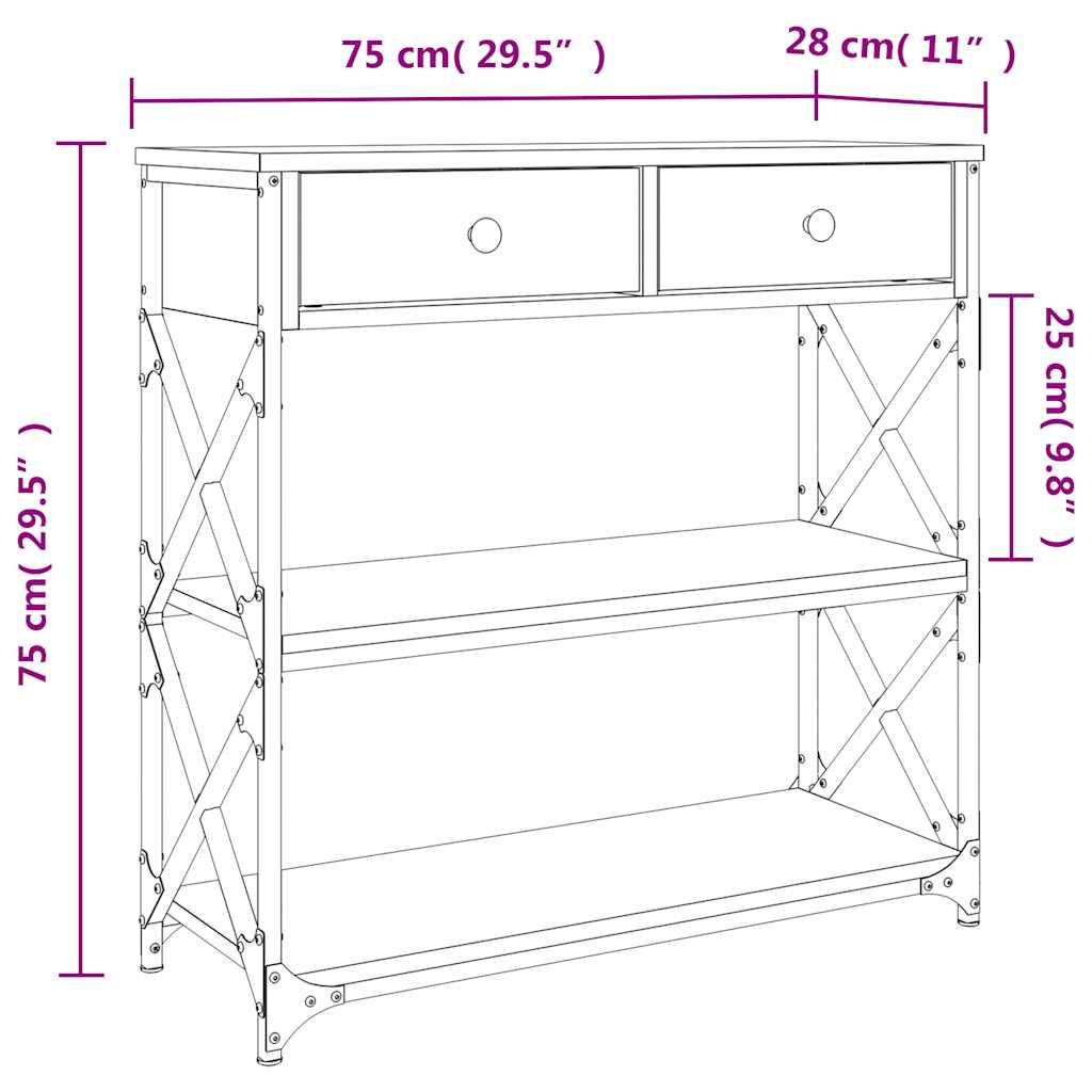 Avlastningsbord Konsollbord Sonoma Ek 75x28x75 cm