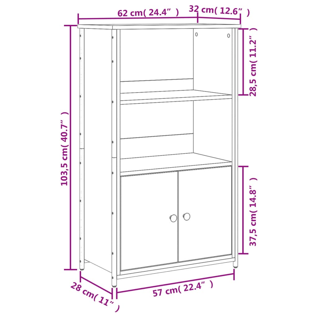 Skåp Svart 62x32x103,5 cm