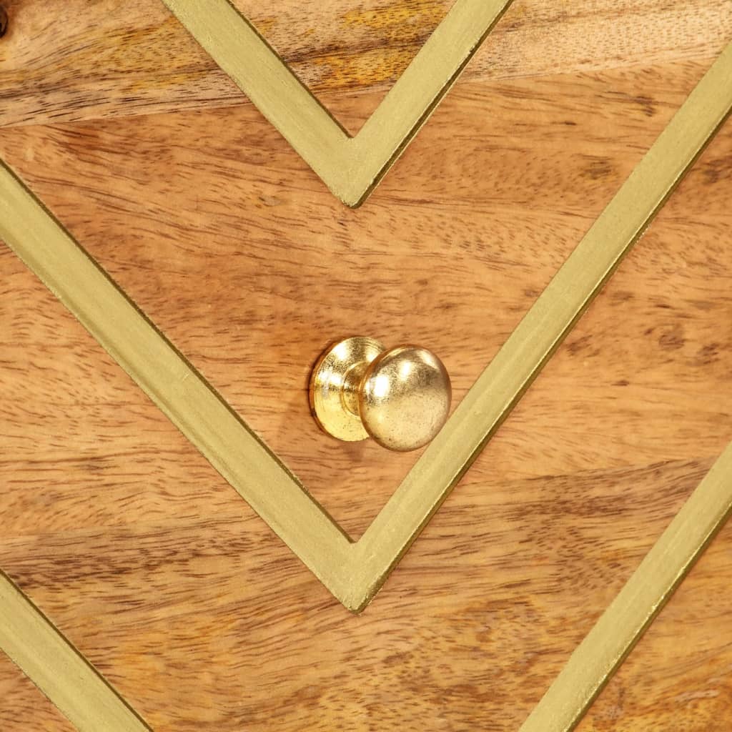 Sängbord 2 st brun och svart massivt mangoträ