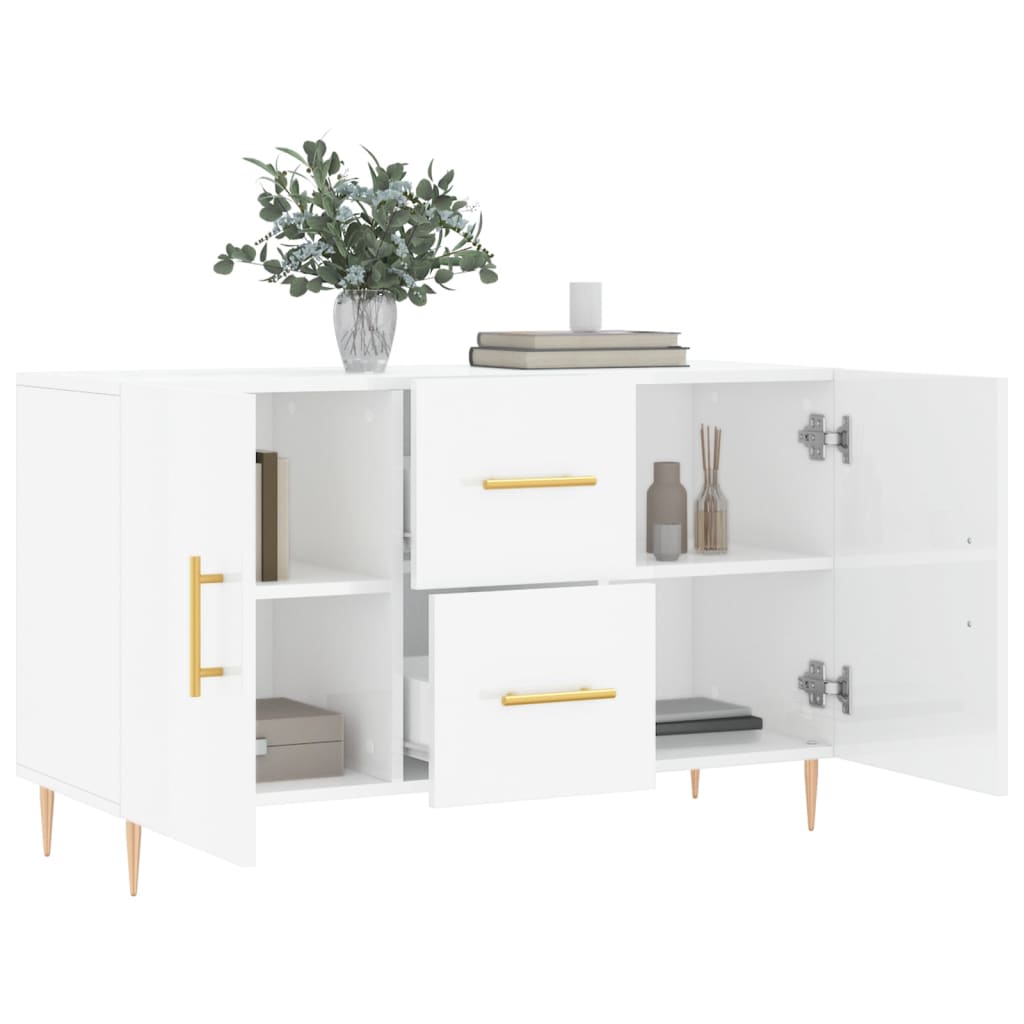 Skåp vit högglans 100x36x60 cm konstruerat trä
