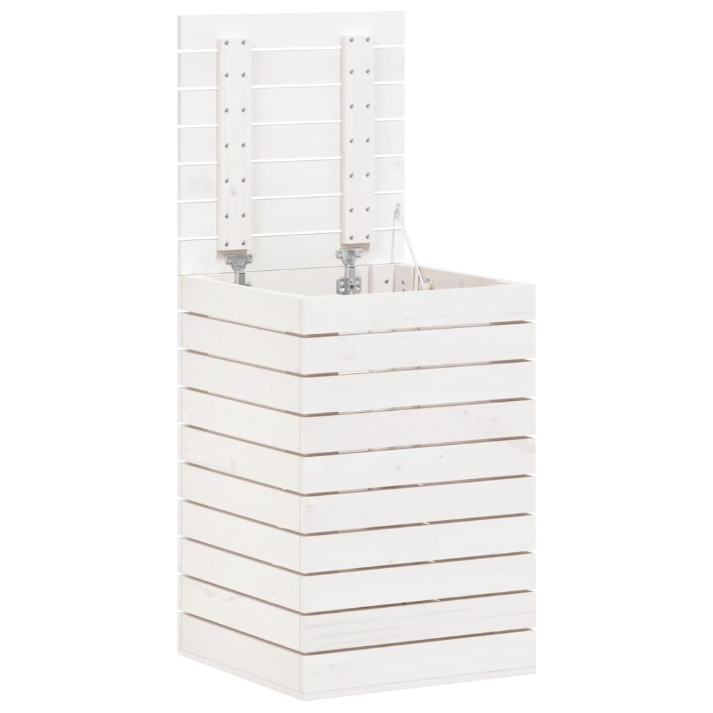 Tvättkorg Vit 44x44x66 cm massiv furu