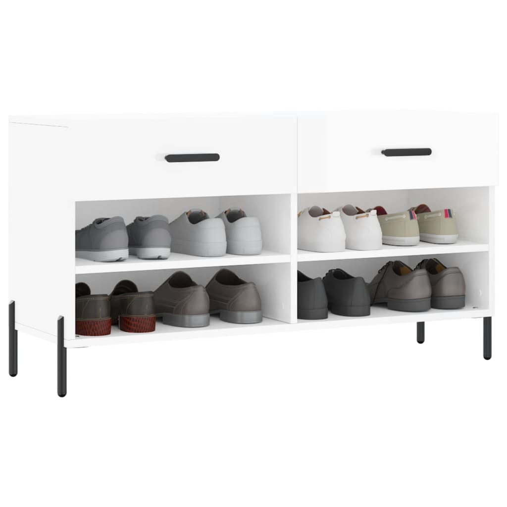 Skoställ Högglans Vit Skobänk 102x35x55 cm