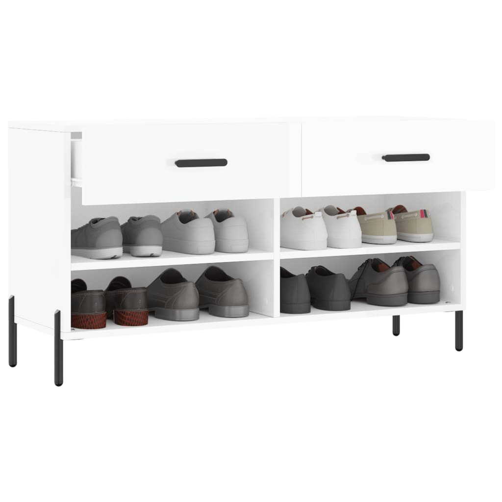 Skoställ Högglans Vit Skobänk 102x35x55 cm