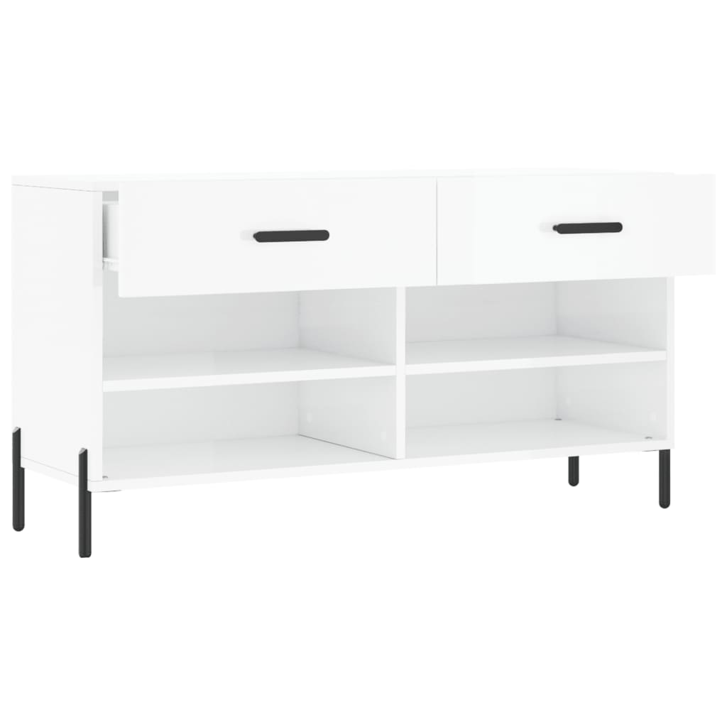 Skoställ Högglans Vit Skobänk 102x35x55 cm