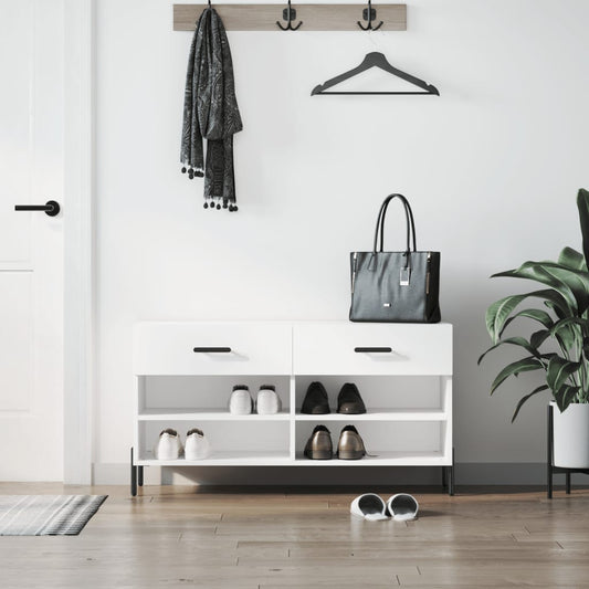 Skoställ Högglans Vit Skobänk 102x35x55 cm