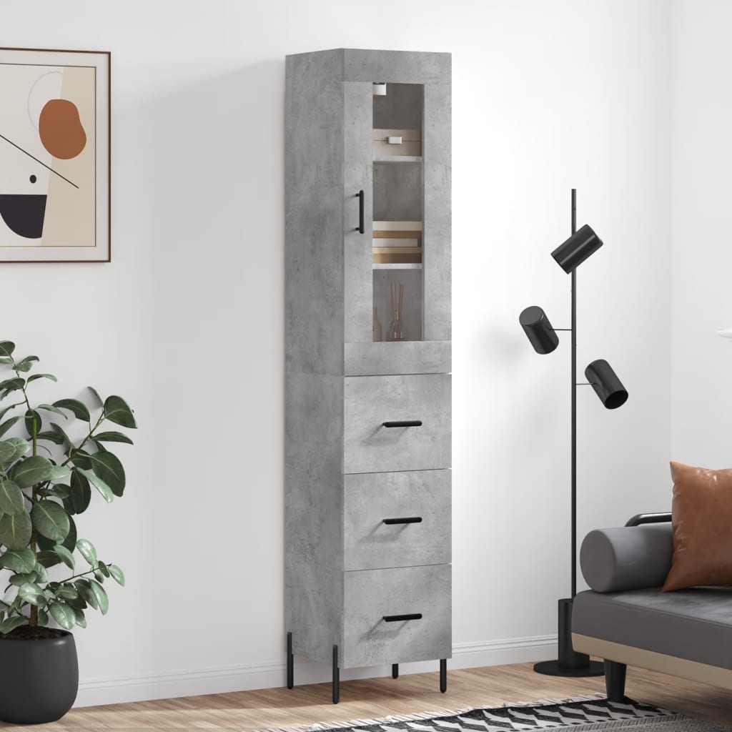 Skåp Betonggrå 34,5x34x180 cm