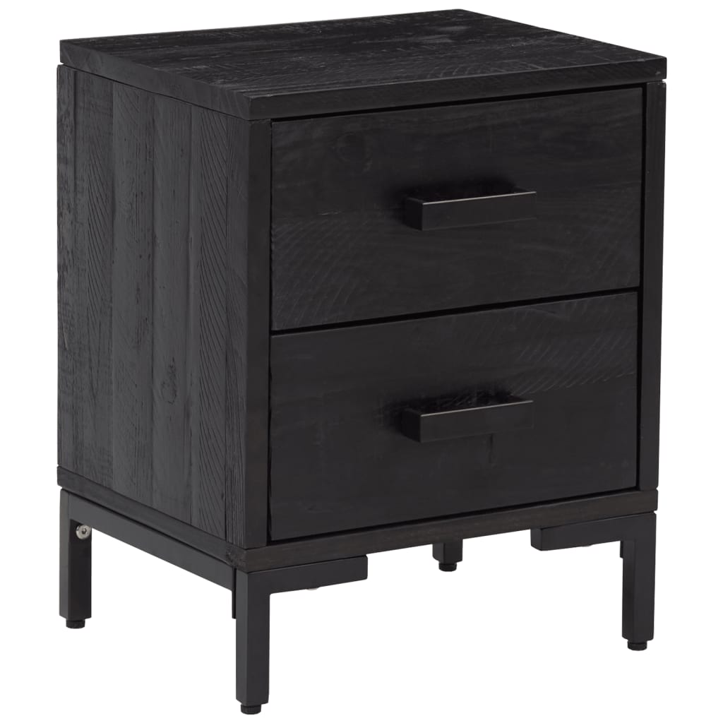 Sängbord 2 st svart 36x30x45 cm massiv furu