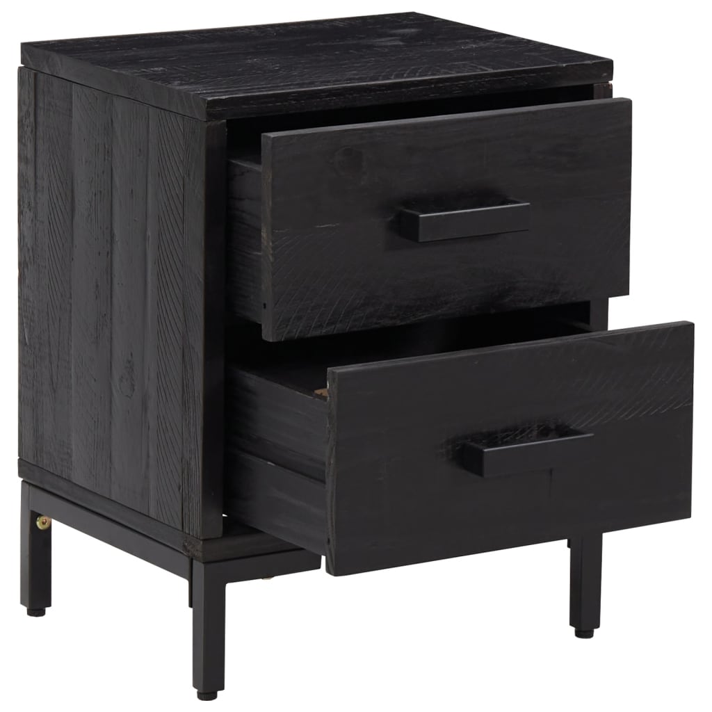 Sängbord 2 st svart 36x30x45 cm massiv furu