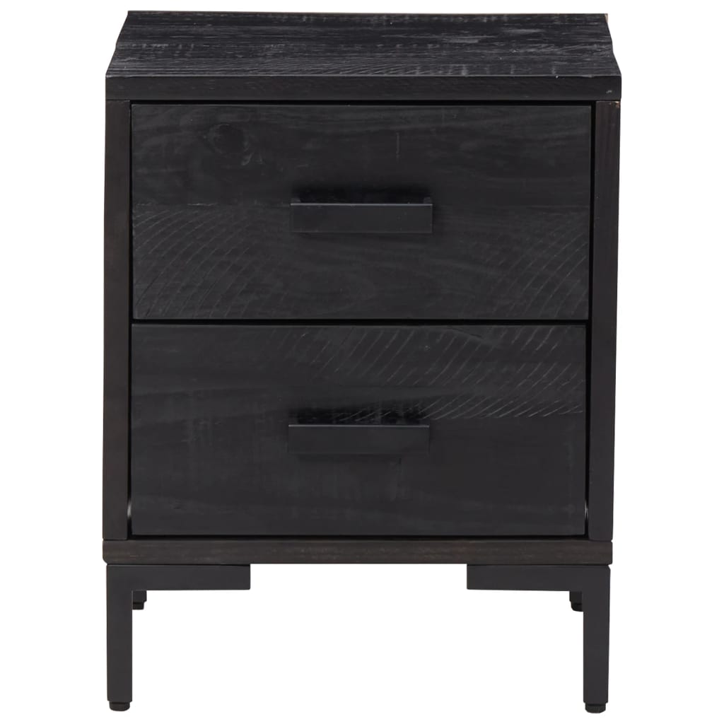 Sängbord 2 st svart 36x30x45 cm massiv furu