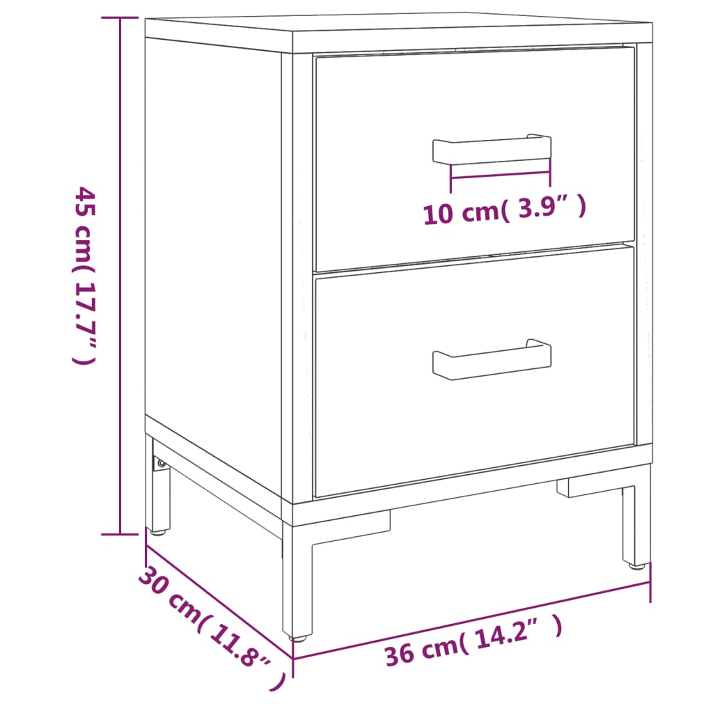Sängbord 2 st svart 36x30x45 cm massiv furu
