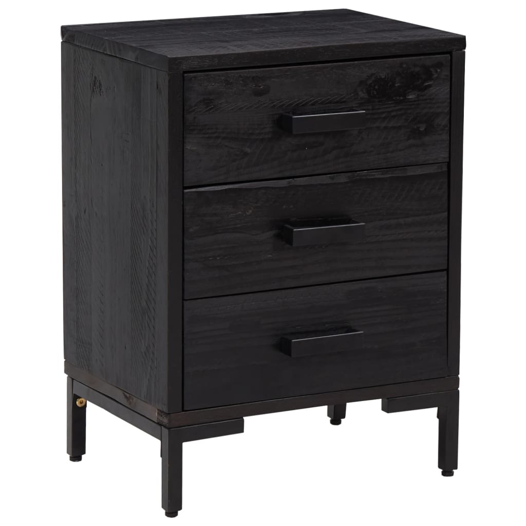 Sängbord 2 st svart 40x30x55 cm massivt furuträ