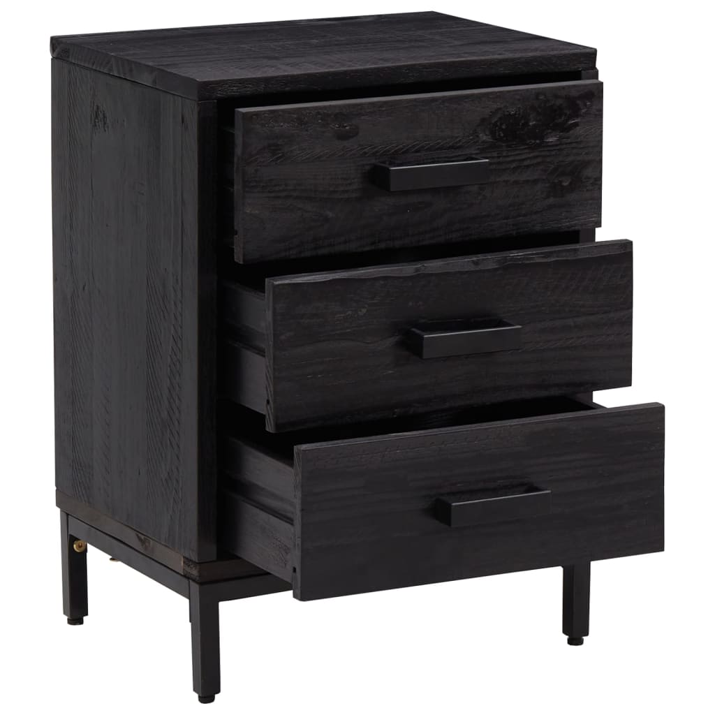 Sängbord 2 st svart 40x30x55 cm massivt furuträ