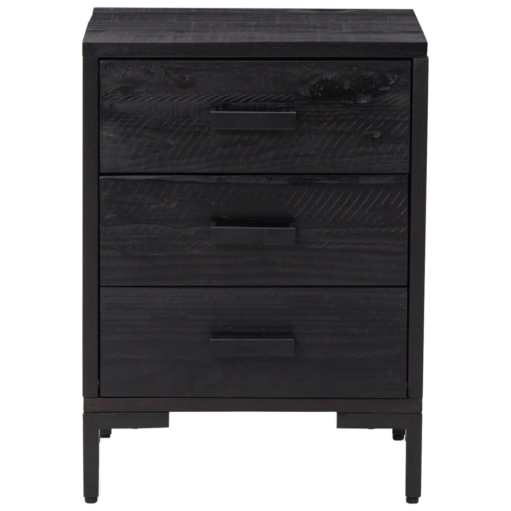 Sängbord 2 st svart 40x30x55 cm massivt furuträ