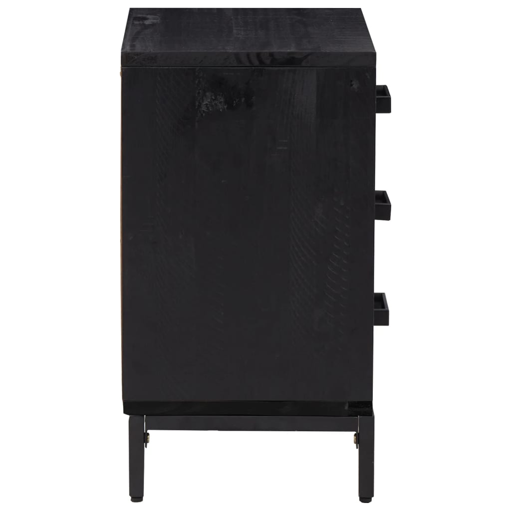 Sängbord 2 st svart 40x30x55 cm massivt furuträ