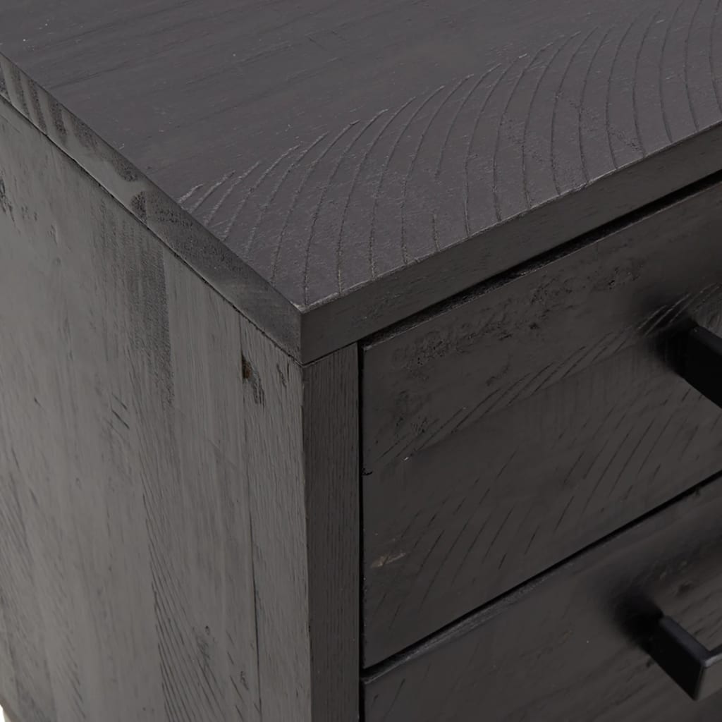 Sängbord 2 st svart 40x30x55 cm massivt furuträ