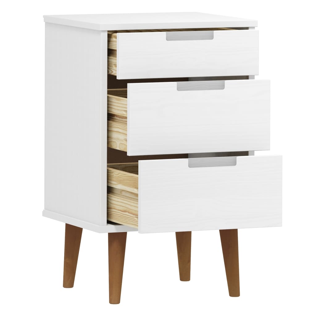 Sängbord Nattduksbord Vit MOLDE 40x35x65 cm massiv furu