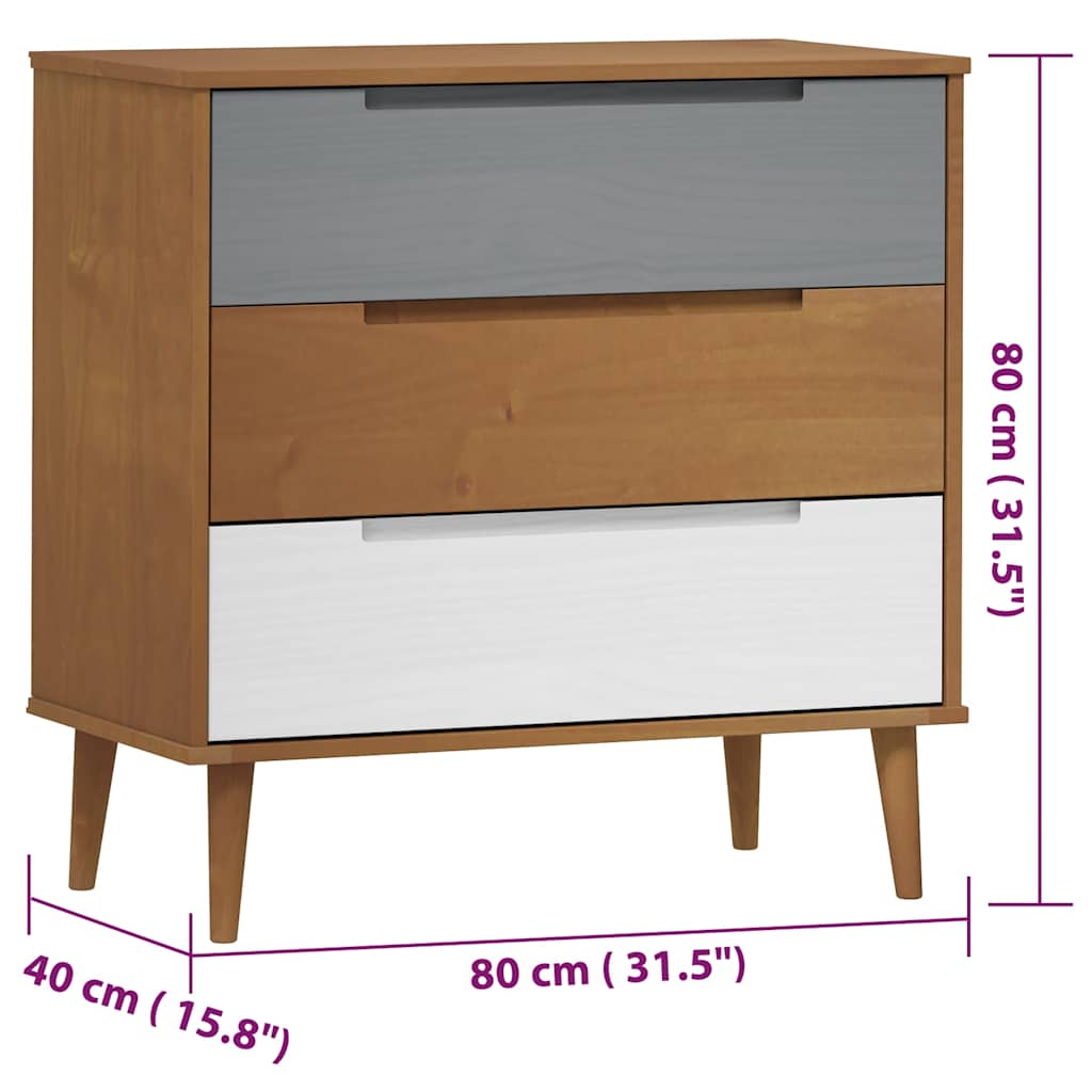 Byrå Brun 80x40x80 cm massiv furu