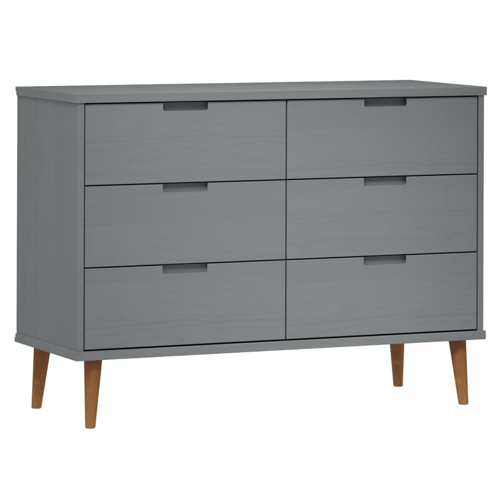 Byrå Grå 113x40x80 cm massivt furuträ