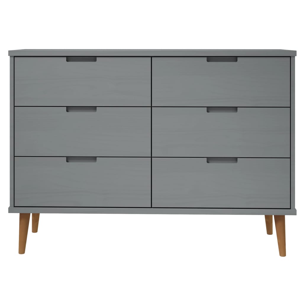 Byrå Grå 113x40x80 cm massivt furuträ