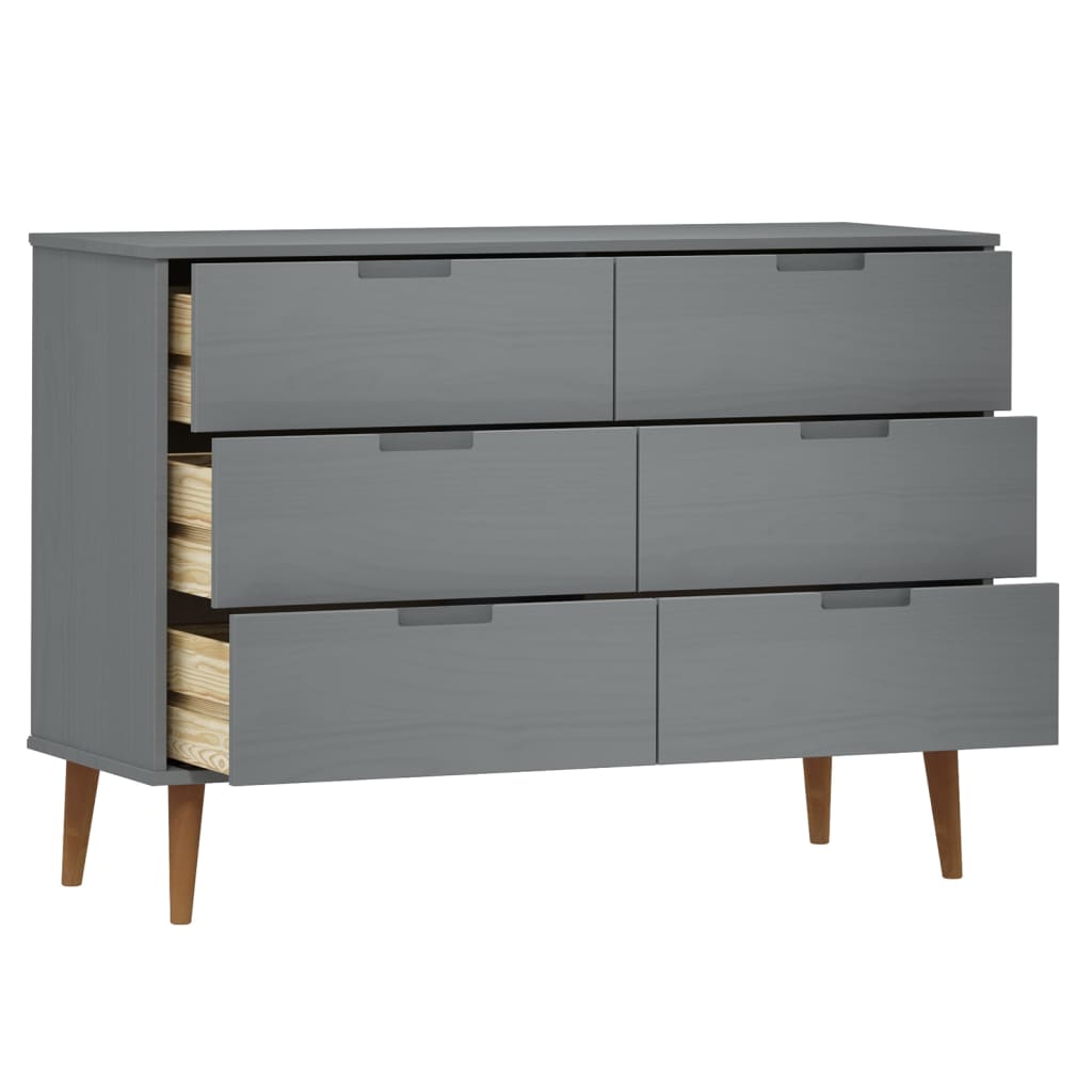 Byrå Grå 113x40x80 cm massivt furuträ