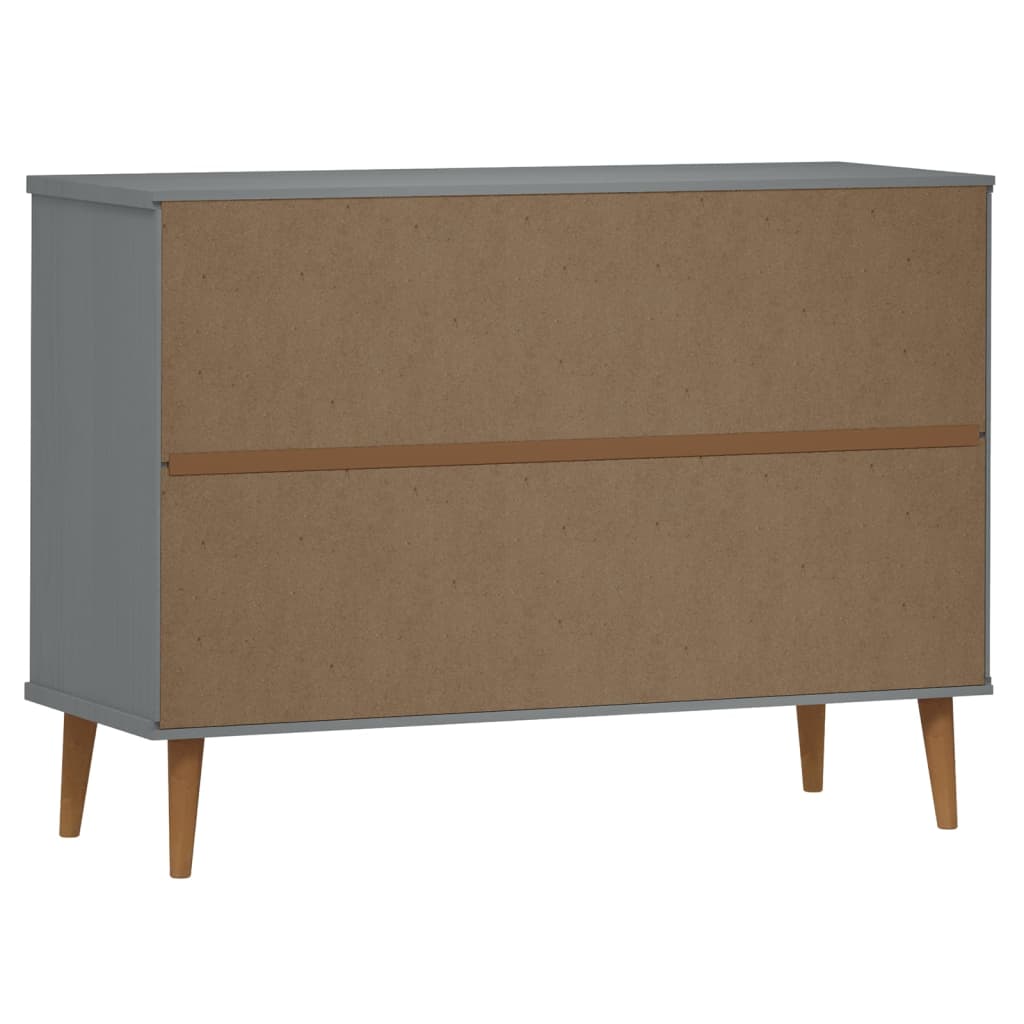 Byrå Grå 113x40x80 cm massivt furuträ