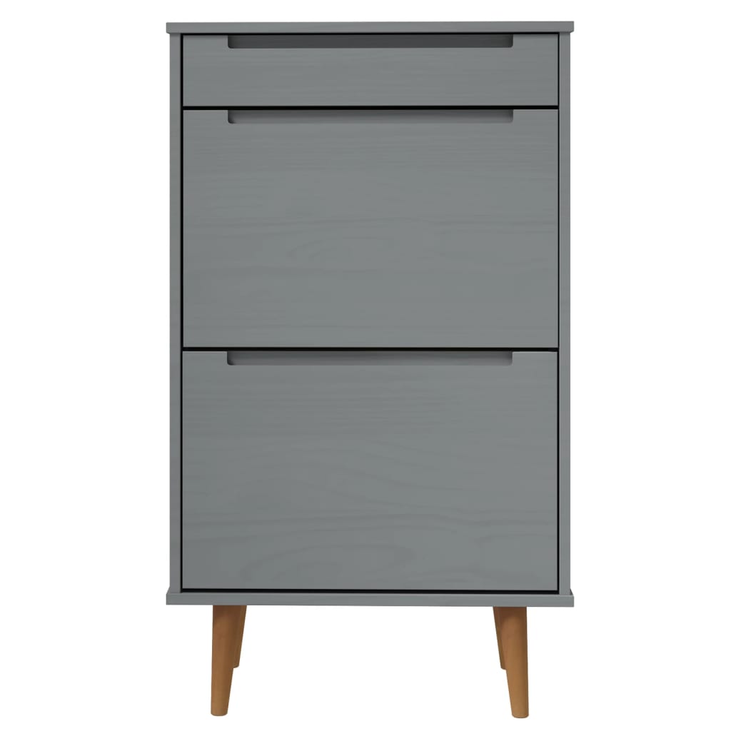 Skoställ Grå 59,5x35x103 cm massiv furu