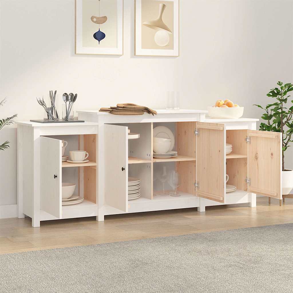 Skänk Vit 164x37x68 cm massiv furu