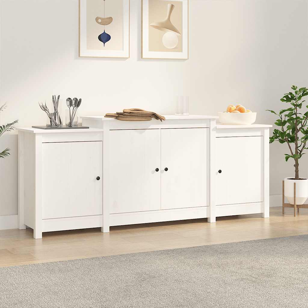 Skänk Vit 164x37x68 cm massiv furu