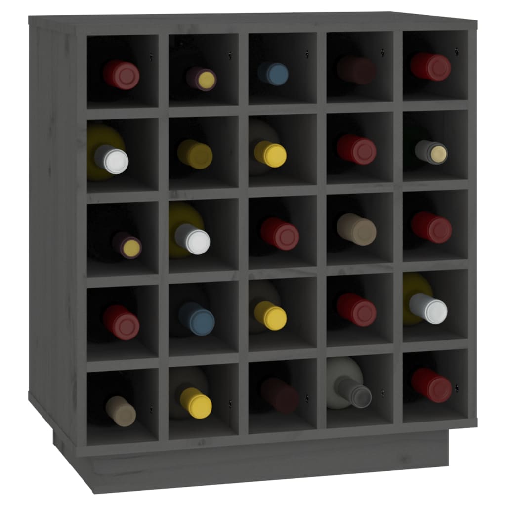 Vinställ Vinskåp Grå 55,5x34x61 cm massiv furu