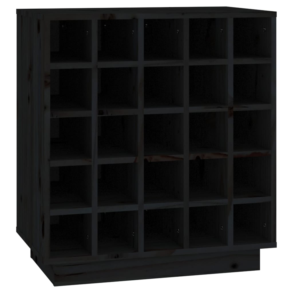 Vinställ Vinskåp Svart 55,5x34x61 cm massiv furu