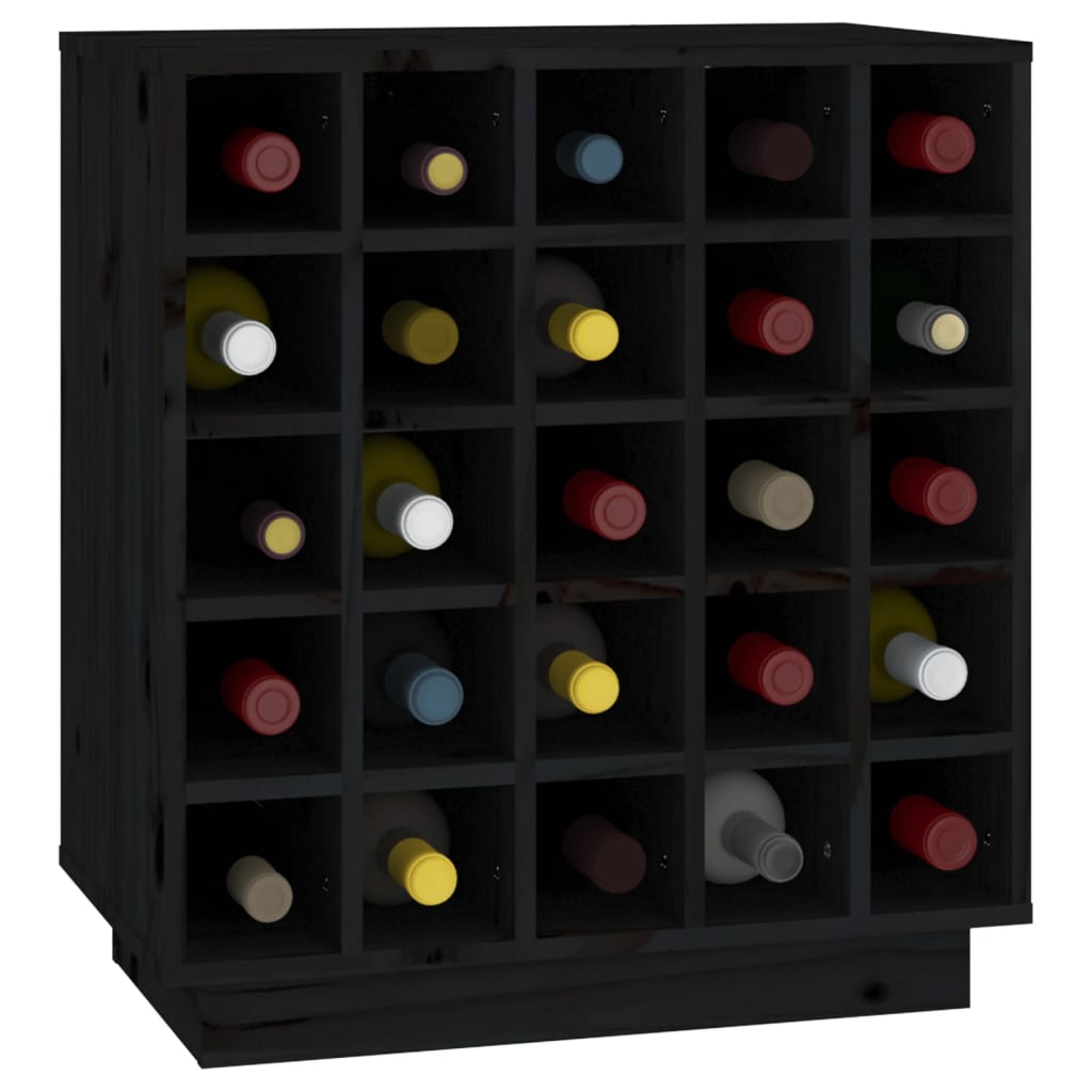 Vinställ Vinskåp Svart 55,5x34x61 cm massiv furu