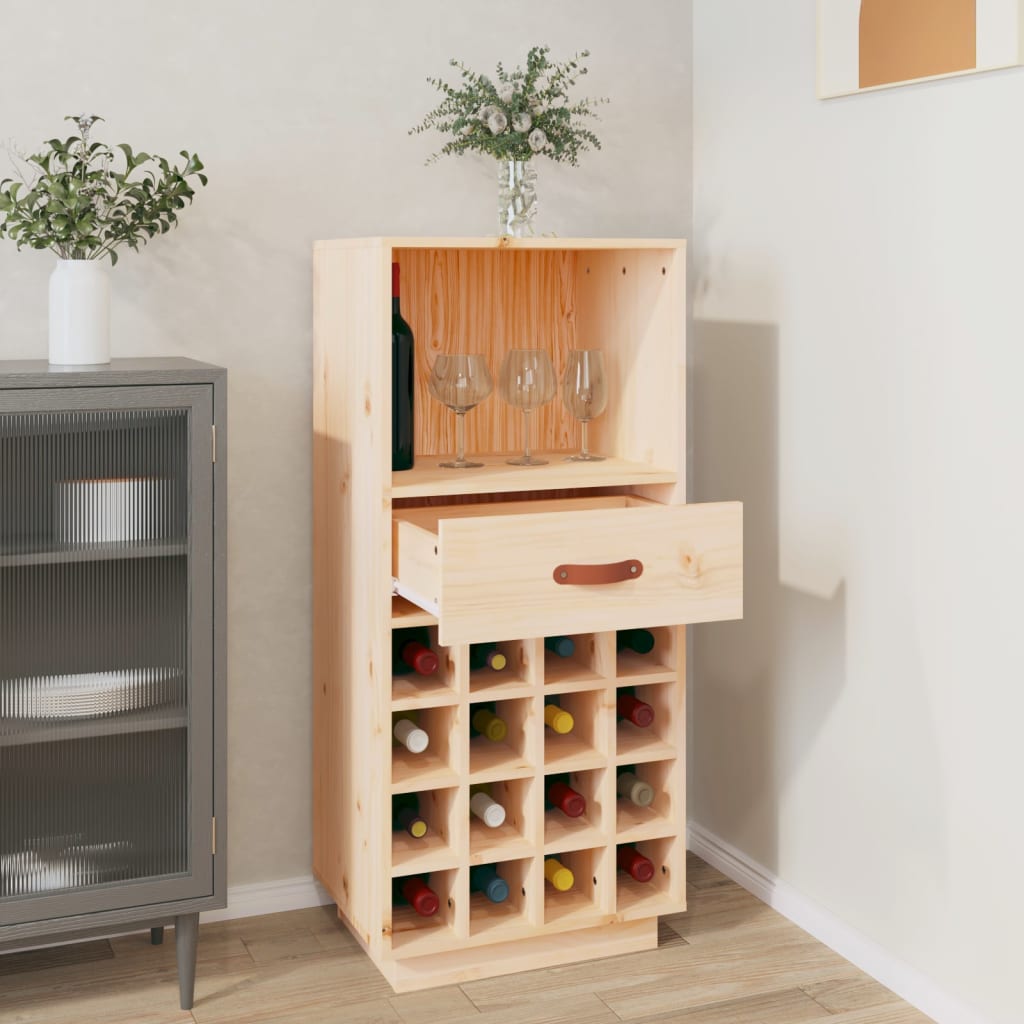 Vinställ Vinskåp 45x34x100 cm massiv furu