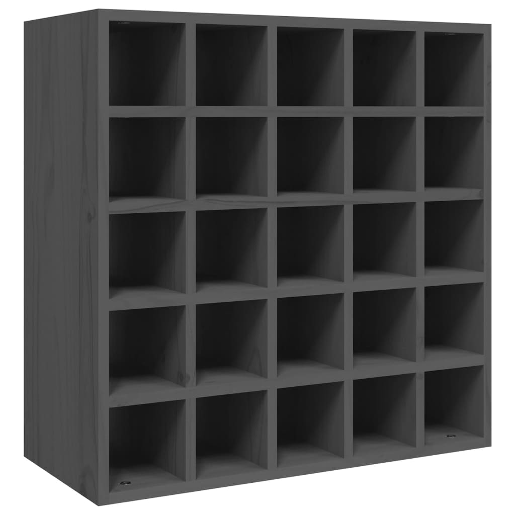 Vinställ Vinskåp Grå 56x25x56 cm massiv furu