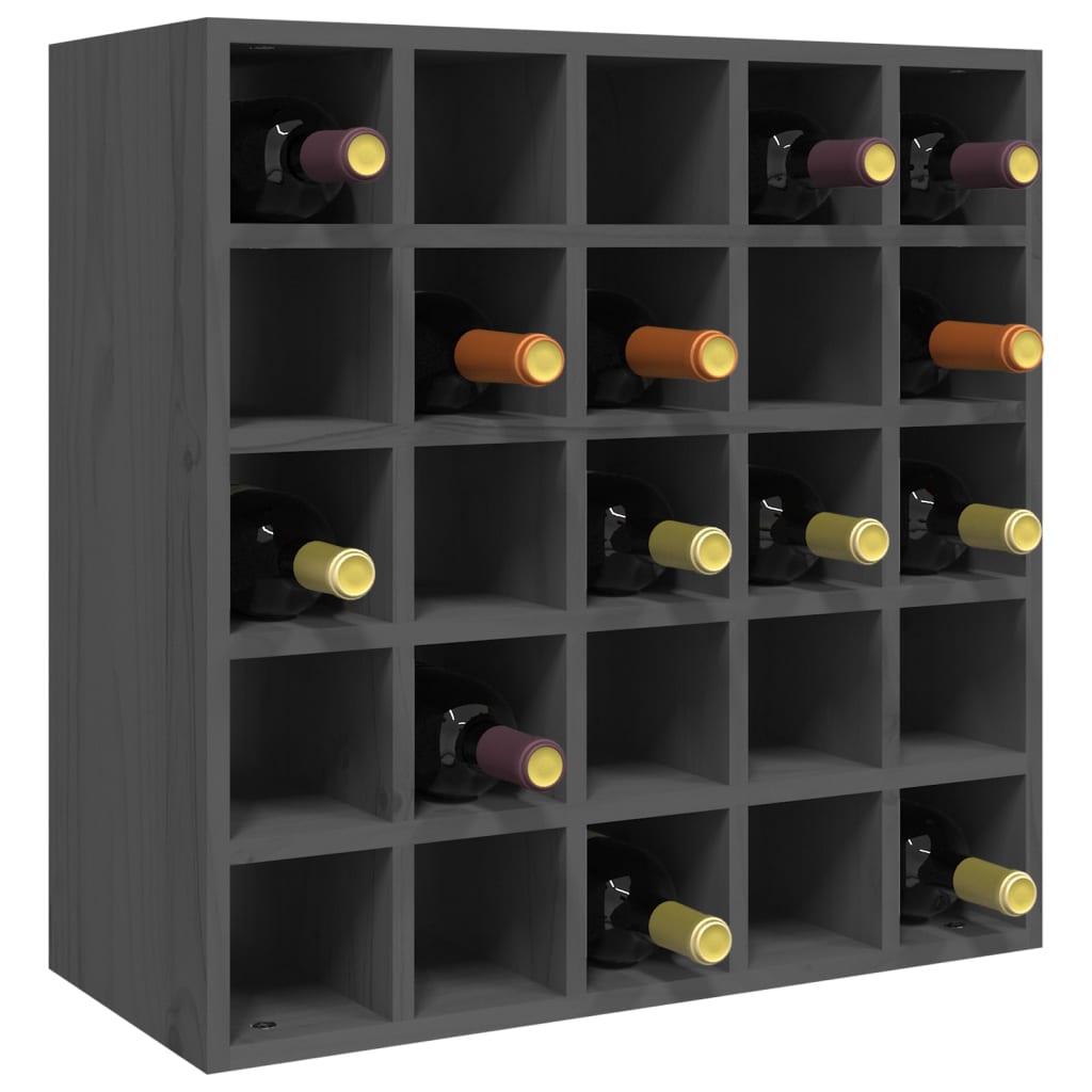 Vinställ Vinskåp Grå 56x25x56 cm massiv furu