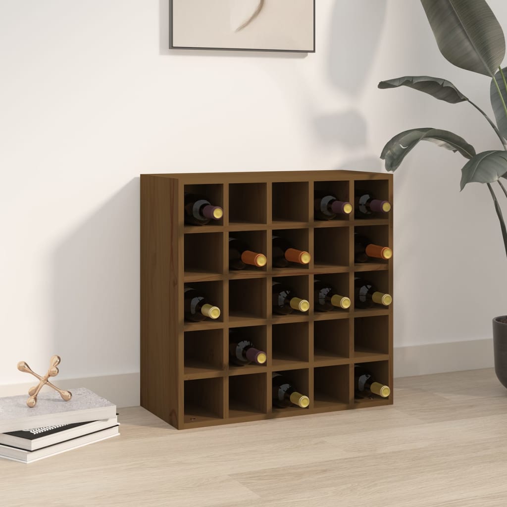 Vinställ Vinskåp honungsbrun 56x25x56 cm massiv furu