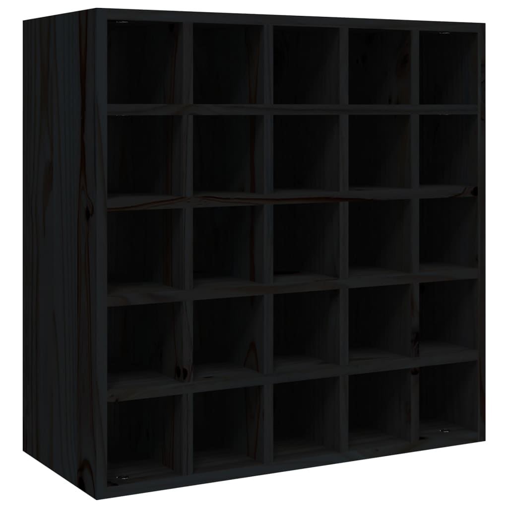 Vinställ Vinskåp Svart 56x25x56 cm massiv furu