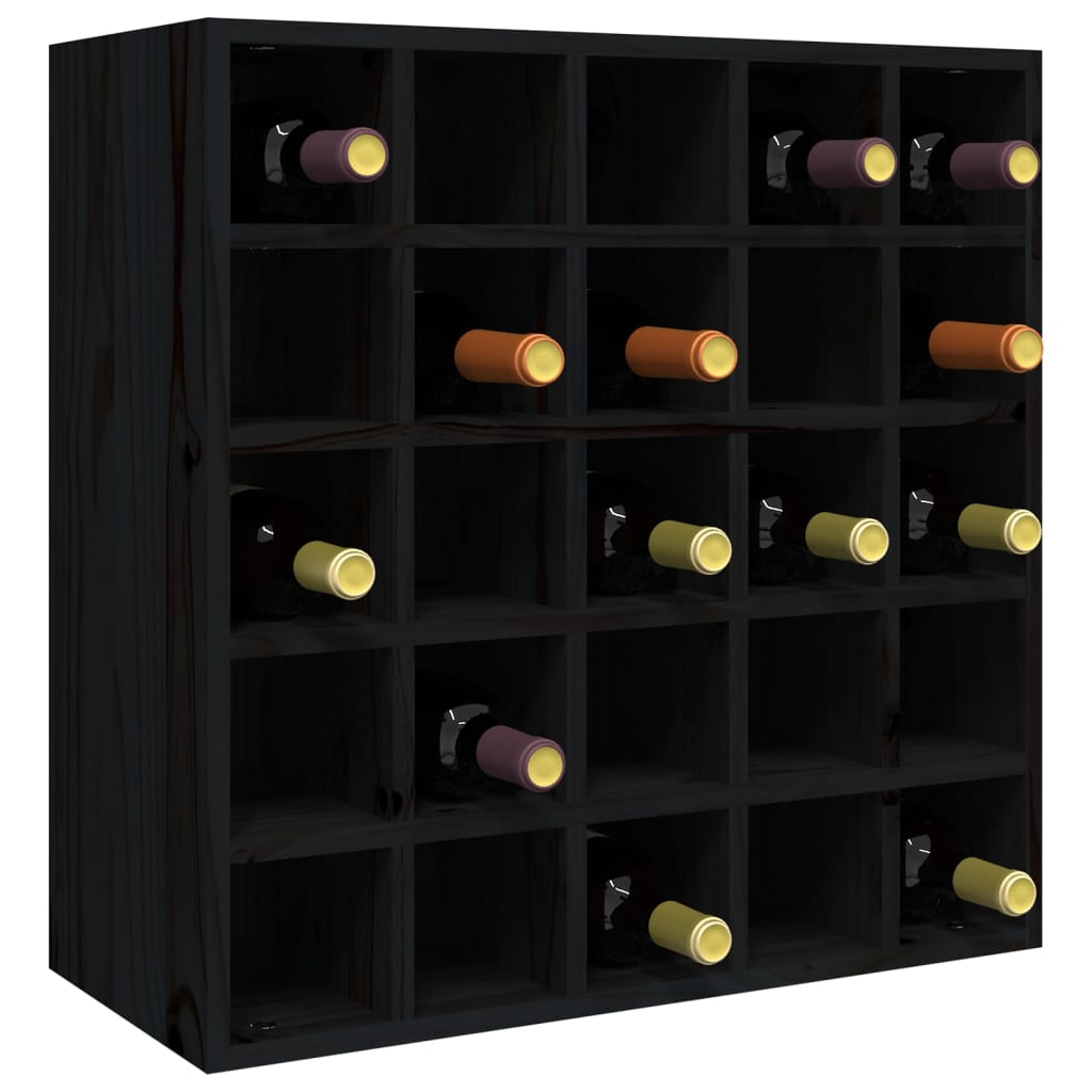 Vinställ Vinskåp Svart 56x25x56 cm massiv furu