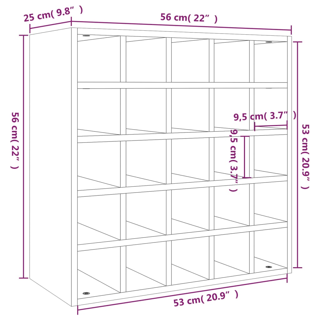 Vinställ Vinskåp Svart 56x25x56 cm massiv furu