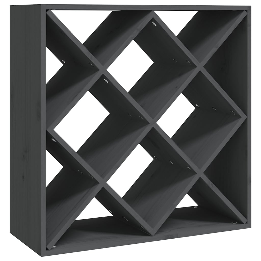Vinställ Vinskåp Grå 62x25x62 cm massiv furu