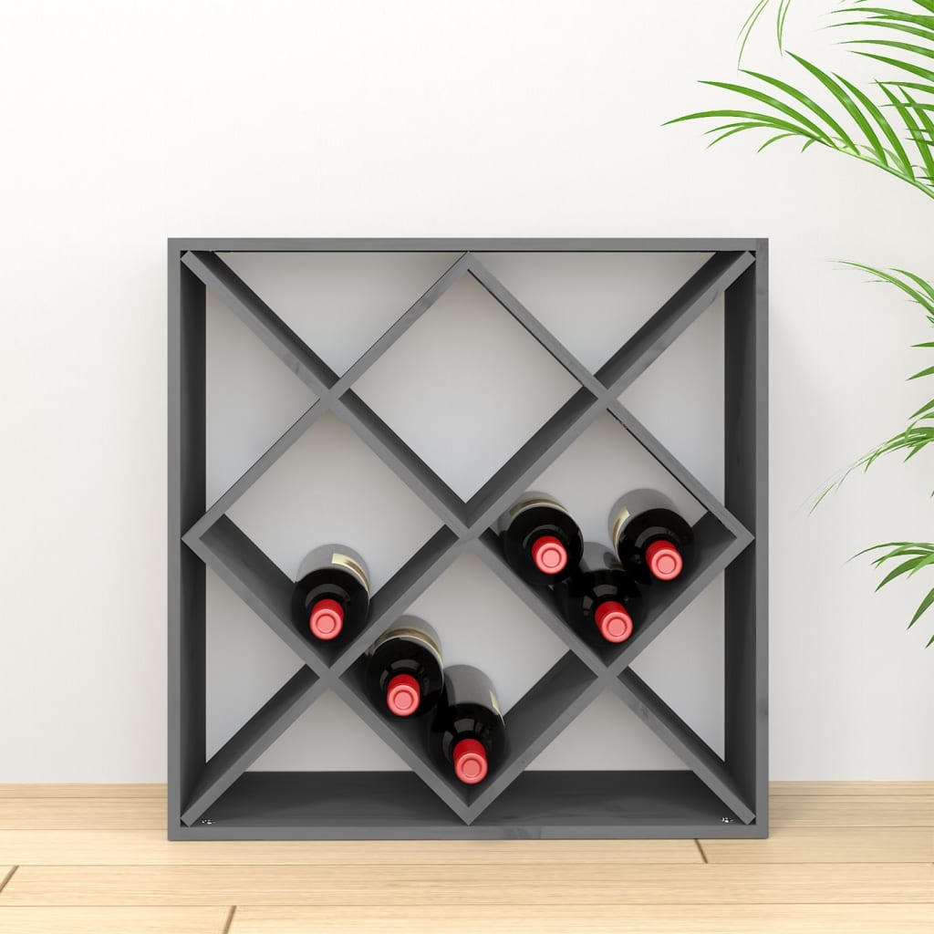 Vinställ Vinskåp Grå 62x25x62 cm massiv furu