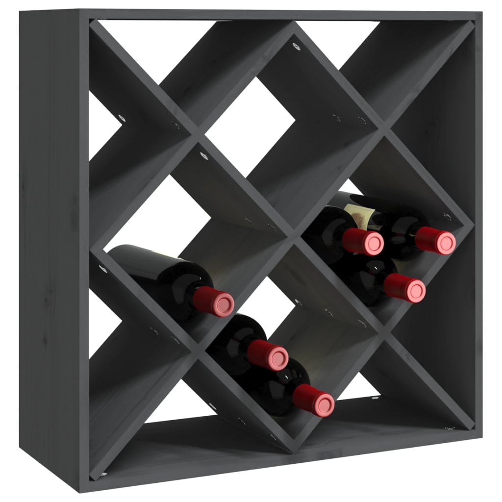 Vinställ Vinskåp Grå 62x25x62 cm massiv furu
