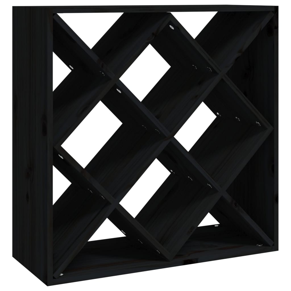 Vinställ Vinskåp Svart 62x25x62 cm massiv furu