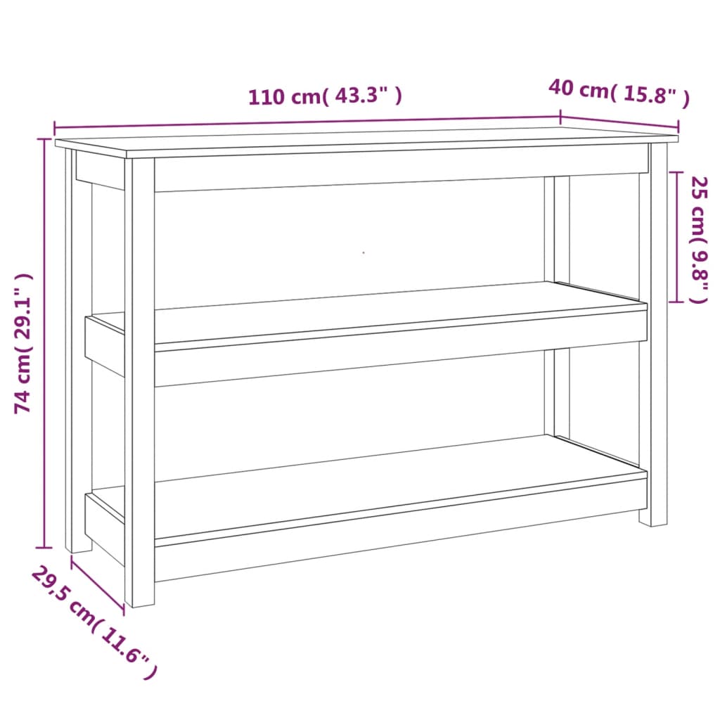Avlastningsbord Konsollbord Vit 110x40x74 cm massiv furu