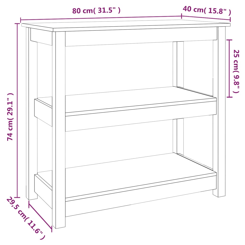 Avlastningsbord Konsollbord Vit 80x40x74 cm massiv furu